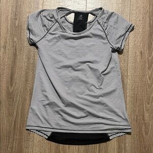 Girl’s Champion Black and White Striped Short Sleeve Athletic Tee